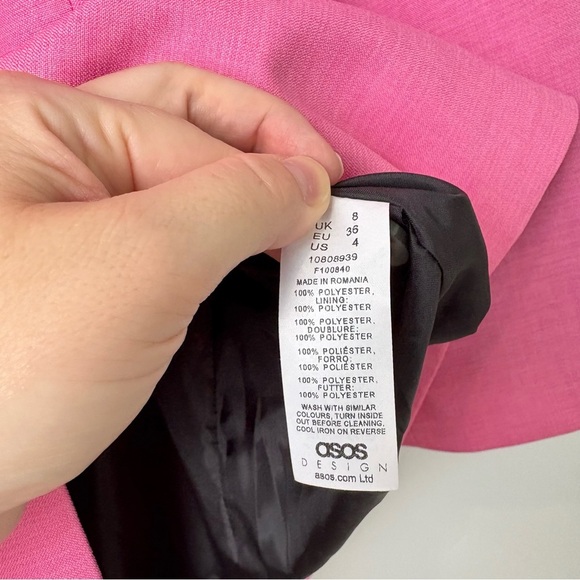 NWOT ASOS Design Single Breasted Slim Dad Suit Blazer Perfect Hot Pink - Picture 7 of 8